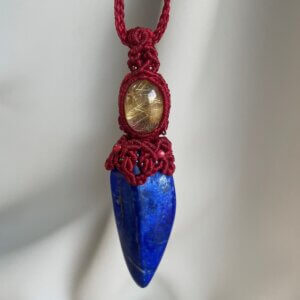 Rutilated quartz + Lapis Lazuli Pendant